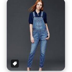 GAP Denim Slouch Ankle Overalls Woman 26 Blue Utility Streetwear Preppy Coastal